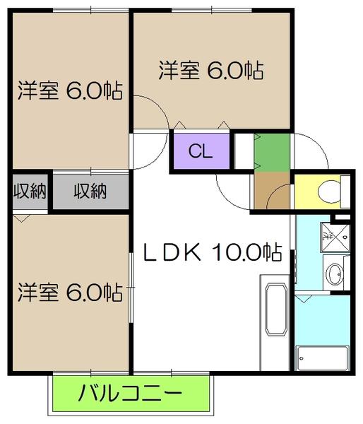 エトワール高見 C棟(3LDK/1階)の間取り写真