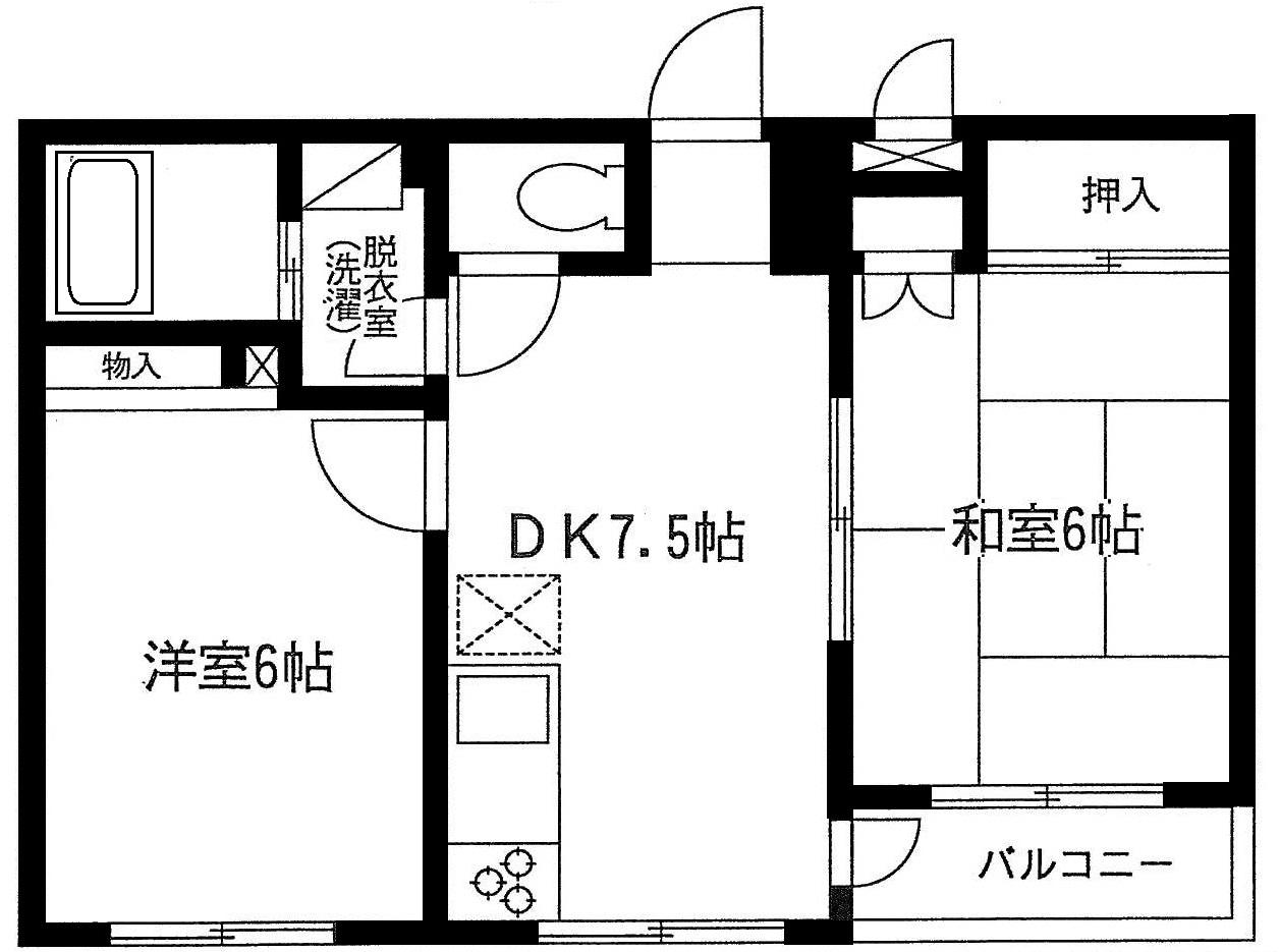 KOWA 幸(2DK/2階)の間取り写真