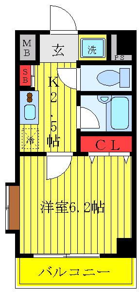 スパシエルクス池袋(1K/3階)の間取り写真