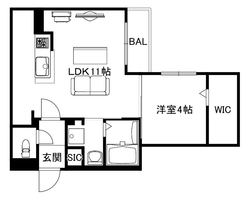 ブランシャールKAI幌平橋(1LDK/3階)の間取り写真