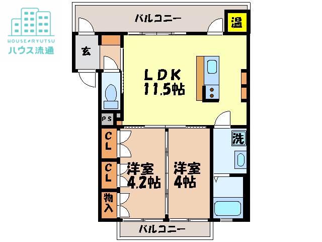 小鳥の杜II(2LDK/4階)の間取り写真