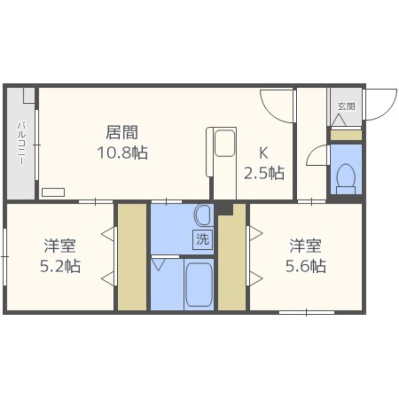 CORTILE曙B(2LDK/4階)の間取り写真