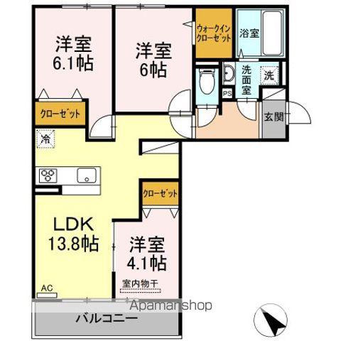 メゾンドール東谷山 A棟(3LDK/3階)の間取り写真