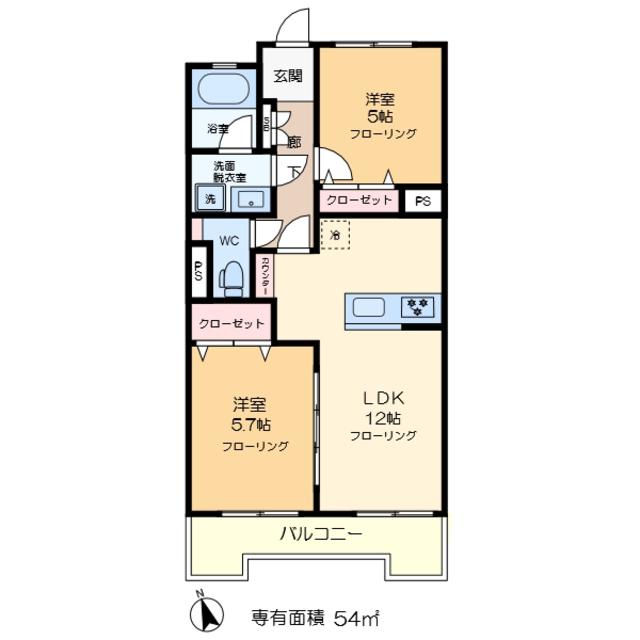 関屋ステーションハイツ(2LDK/9階)の間取り写真