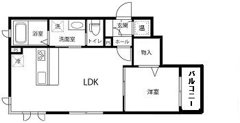 GARDENS LUXURY(1LDK/2階)の間取り写真