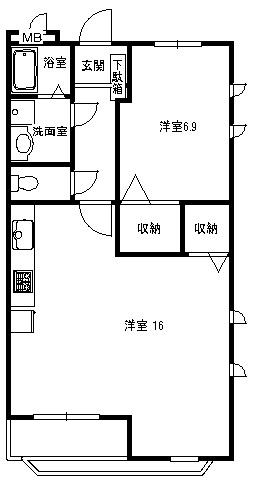 ファヌエル(1LDK/1階)の間取り写真