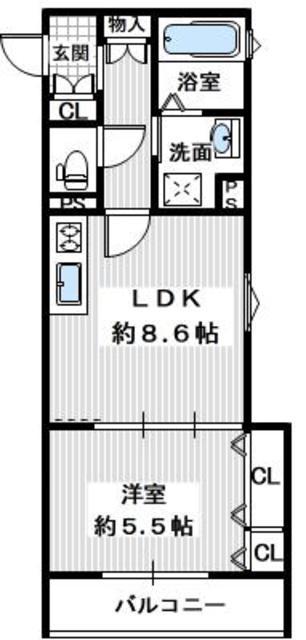 ラモーナ半田(1LDK/1階)の間取り写真