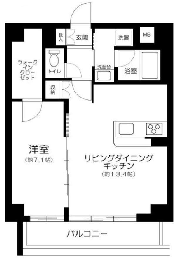 ウィスタリア調布(1LDK/3階)の間取り写真