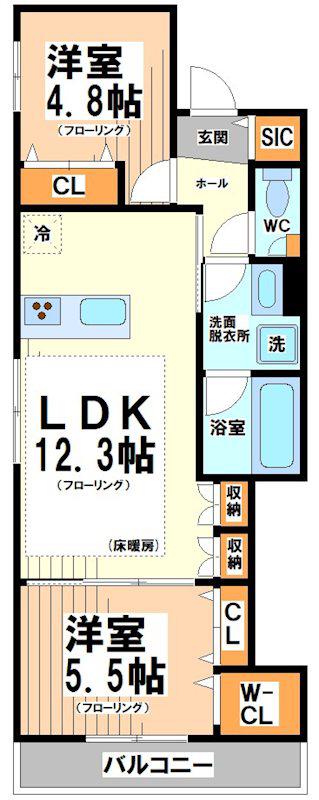 HILLTOP イースト(2LDK/2階)の間取り写真