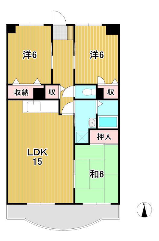 コーポあけぼの台(3LDK/1階)の間取り写真