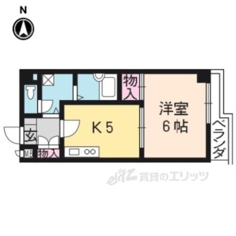 ハイエステート中京(1DK/4階)の間取り写真