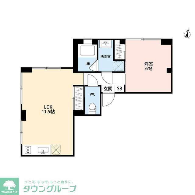 SOLUM世田谷砧(1LDK/2階)の間取り写真