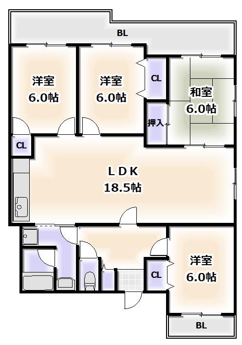 ライフステージヨシダ(4LDK/9階)の間取り写真