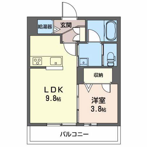 シエル スラン(1LDK/1階)の間取り写真