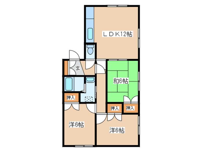 フジサワハイツ(3LDK/3階)の間取り写真