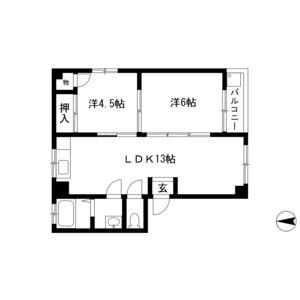ハイツ白浜(2LDK/1階)の間取り写真