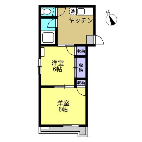 寿荘(2K/2階)の間取り写真