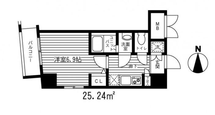 シャローム南小岩(1K/3階)の間取り写真