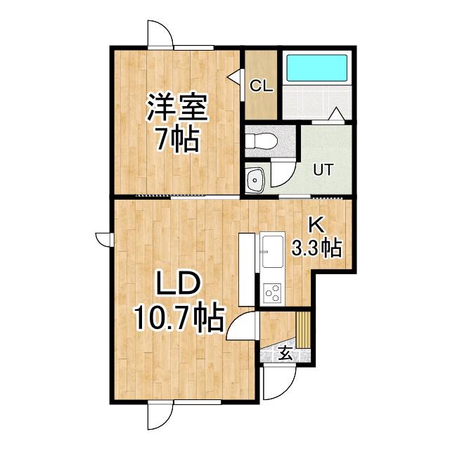ルミエール(1LDK/1階)の間取り写真