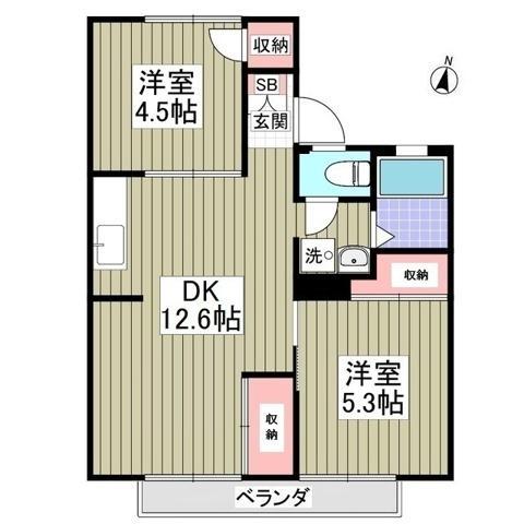 アネックス宮崎II(2LDK/2階)の間取り写真
