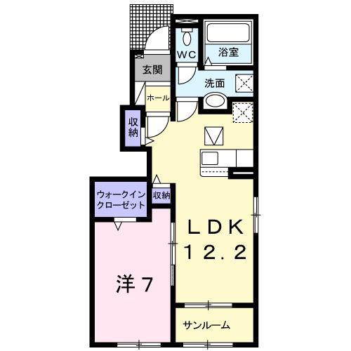グランドソレイユA(1LDK/1階)の間取り写真