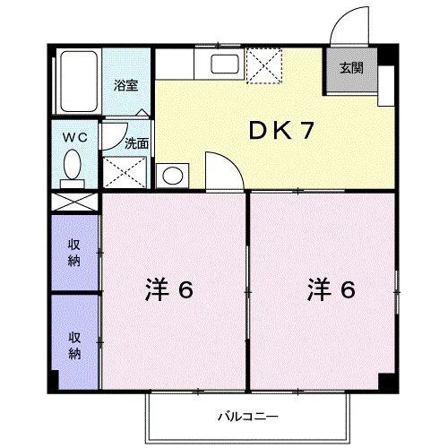 ジョイフルシティB(2DK/1階)の間取り写真