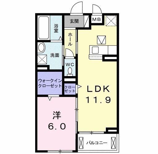 セレーノ元総社(1LDK/1階)の間取り写真