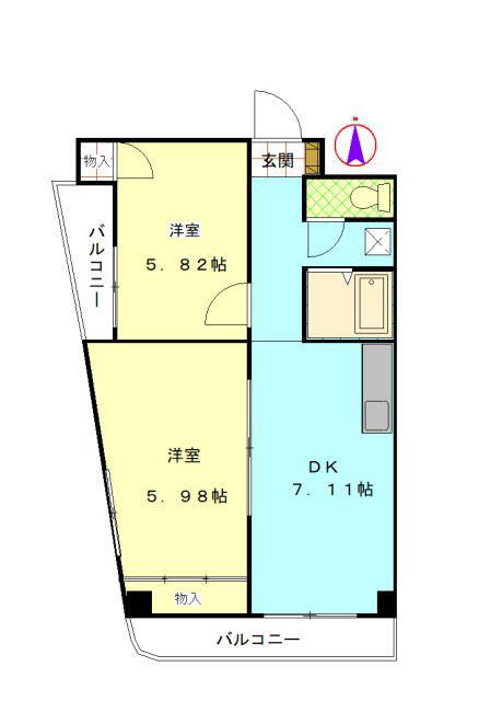 ルミエール小澤(2DK/4階)の間取り写真