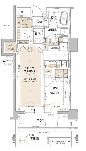 パークホームズ東中野(1LDK/1階)の間取り写真