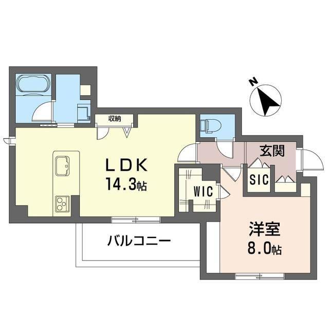マイランド橋本(1LDK/4階)の間取り写真