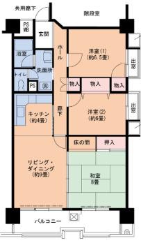 UR武庫川 17号棟(3LDK/12階)の間取り写真