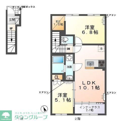 ZEUS野田I(2LDK/2階)の間取り写真