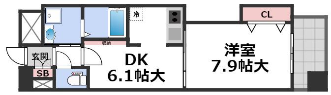 オーク・イマザト・ステーション(1DK/4階)の間取り写真