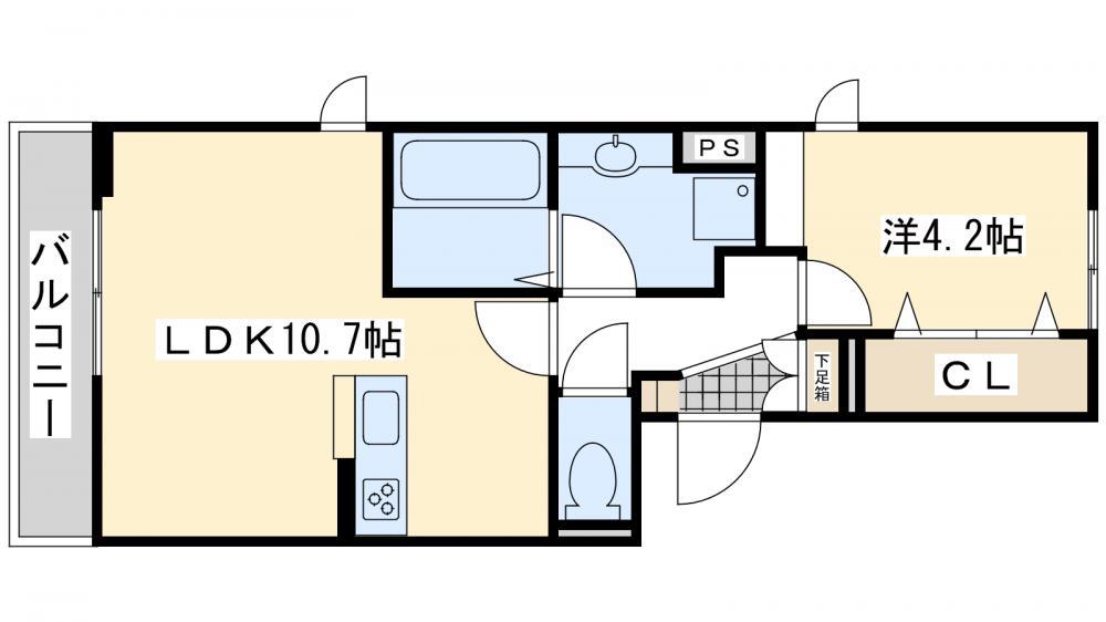 D-ROOM熊西(1LDK/1階)の間取り写真