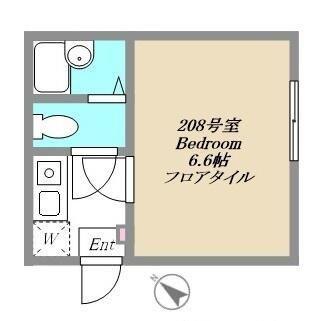 MAISON DE LIEN鵠沼(1K/2階)の間取り写真