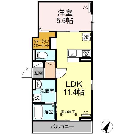 プラティア(1LDK/2階)の間取り写真