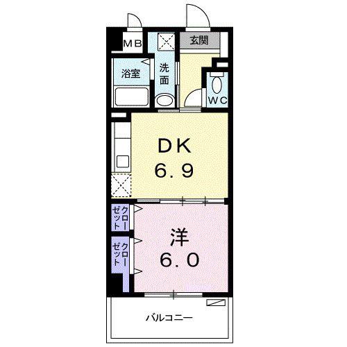 サウスひまわり(1DK/1階)の間取り写真