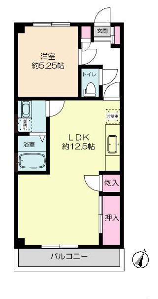 第2山田ハイツ(1LDK/1階)の間取り写真