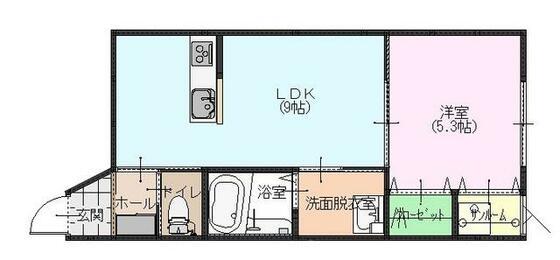 リリオン(1LDK/1階)の間取り写真