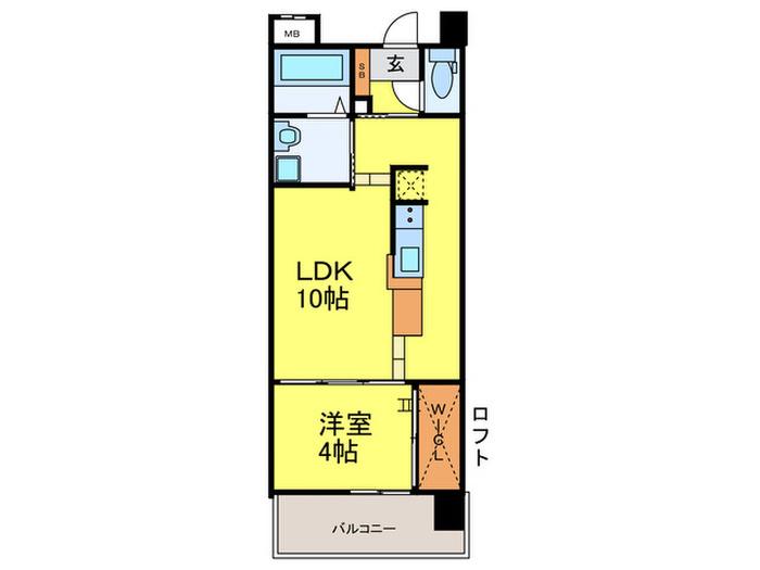 KDX清水レジデンス(1LDK/2階)の間取り写真