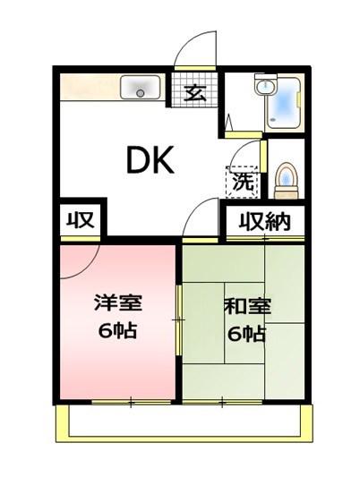 ハイツヤザワ(2DK/1階)の間取り写真