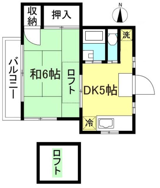 ホワイトスペース(1DK/2階)の間取り写真