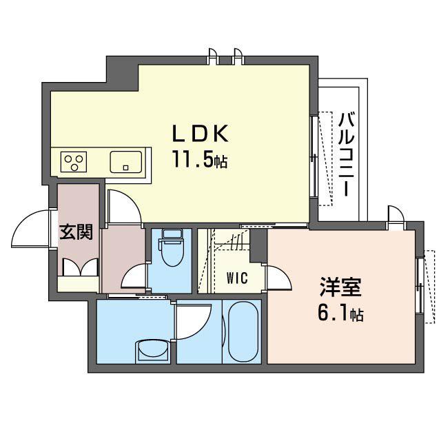 グランツハイム(1LDK/2階)の間取り写真