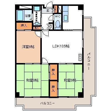 アネックス開成(3LDK/4階)の間取り写真