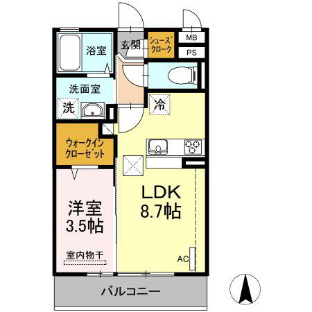 メゾン・ド・リアン(1LDK/1階)の間取り写真