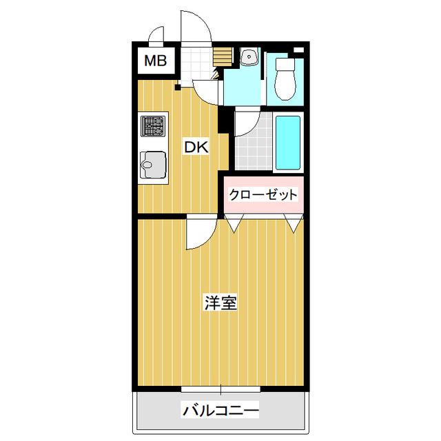 クランメール・赤塚(1K/2階)の間取り写真