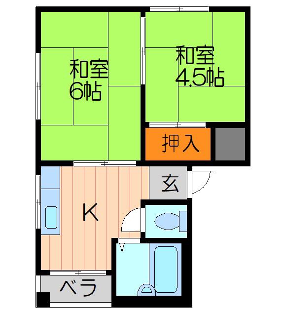 ひまわりハイツ(2DK/3階)の間取り写真