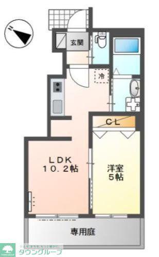 WALL ROSE(1LDK/1階)の間取り写真