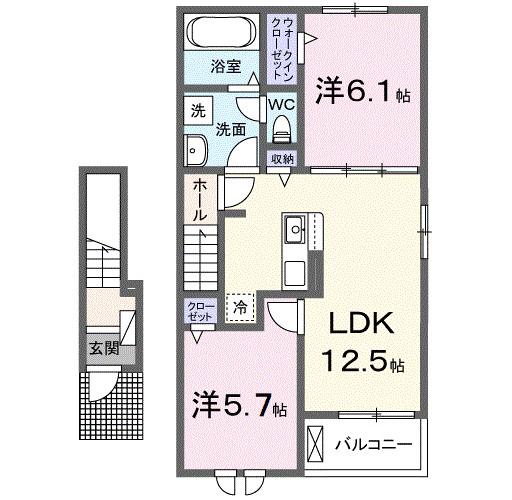 プティ・リス(2LDK/2階)の間取り写真