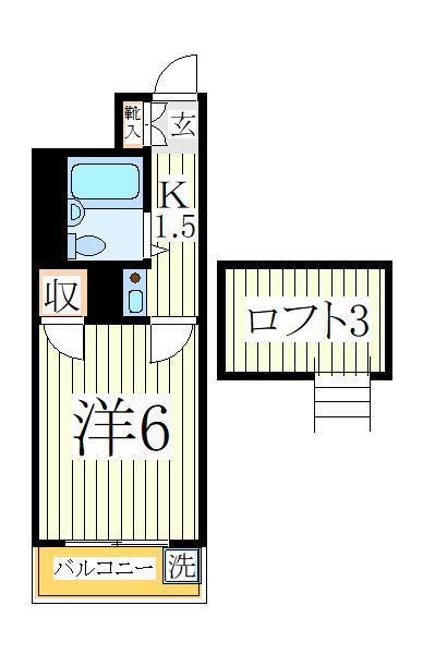 オークパレス(1K/2階)の間取り写真